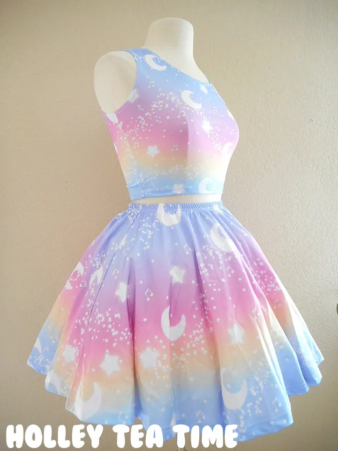 Magical Fairy Time (Rainbow Sunset) Mini Skater Skirt