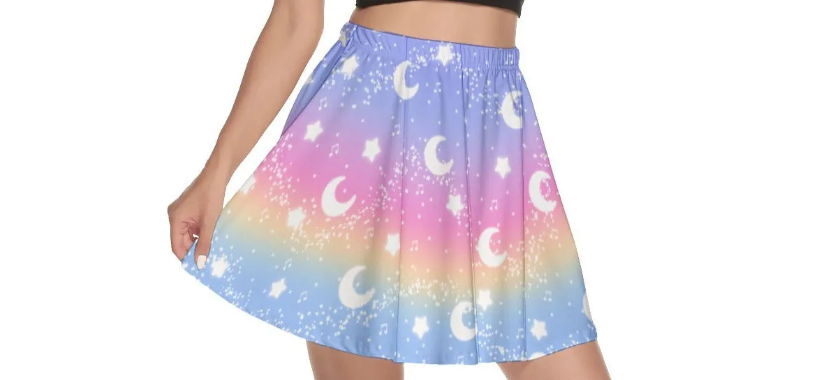 Magical Fairy Time (Rainbow Sunset) Mini Skater Skirt