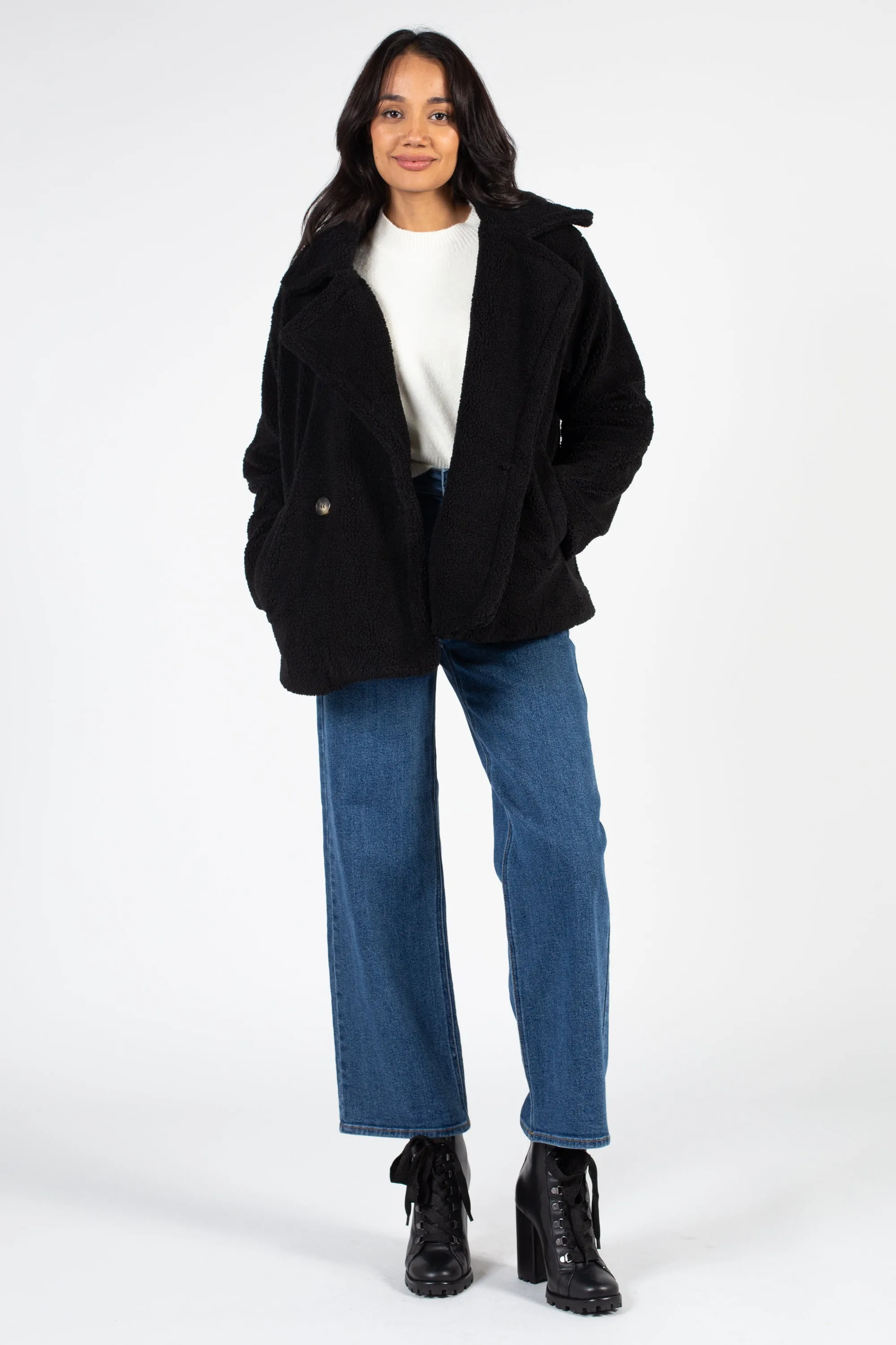 Maia Collared Button Up Teddy Coat