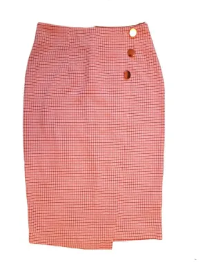 M&S Pink Check Pencil Womens Skirt