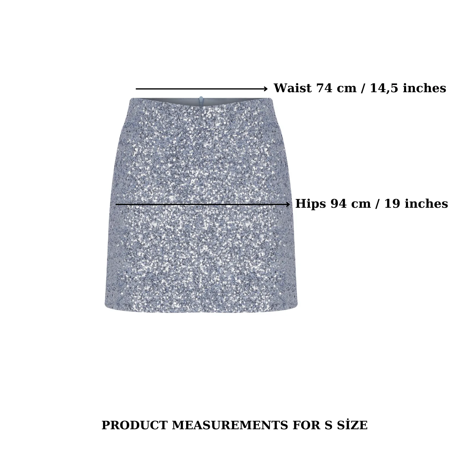 Marde A-Line Sequin Mini Skirt in Powder Blue