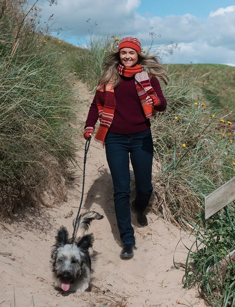 Marischal reversible large Fair isle scarf - Orange