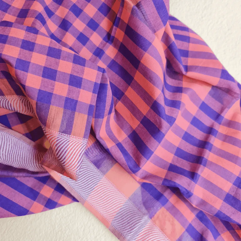 Mauve & Orange Fine Cotton-Silk Handwoven Scarf/ Stole