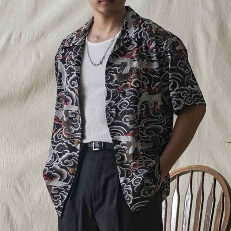 Men's Crane Printed Aloha Shirt