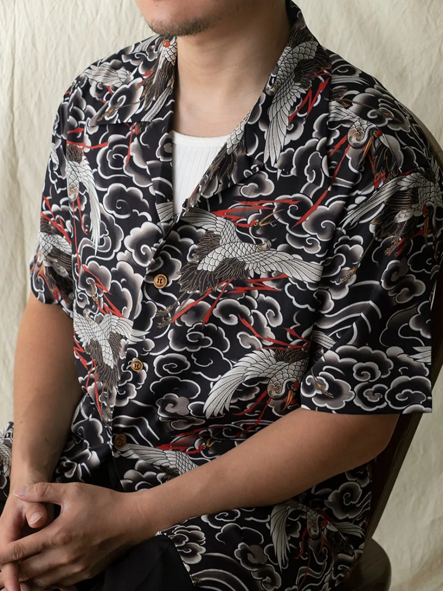 Men's Crane Printed Aloha Shirt