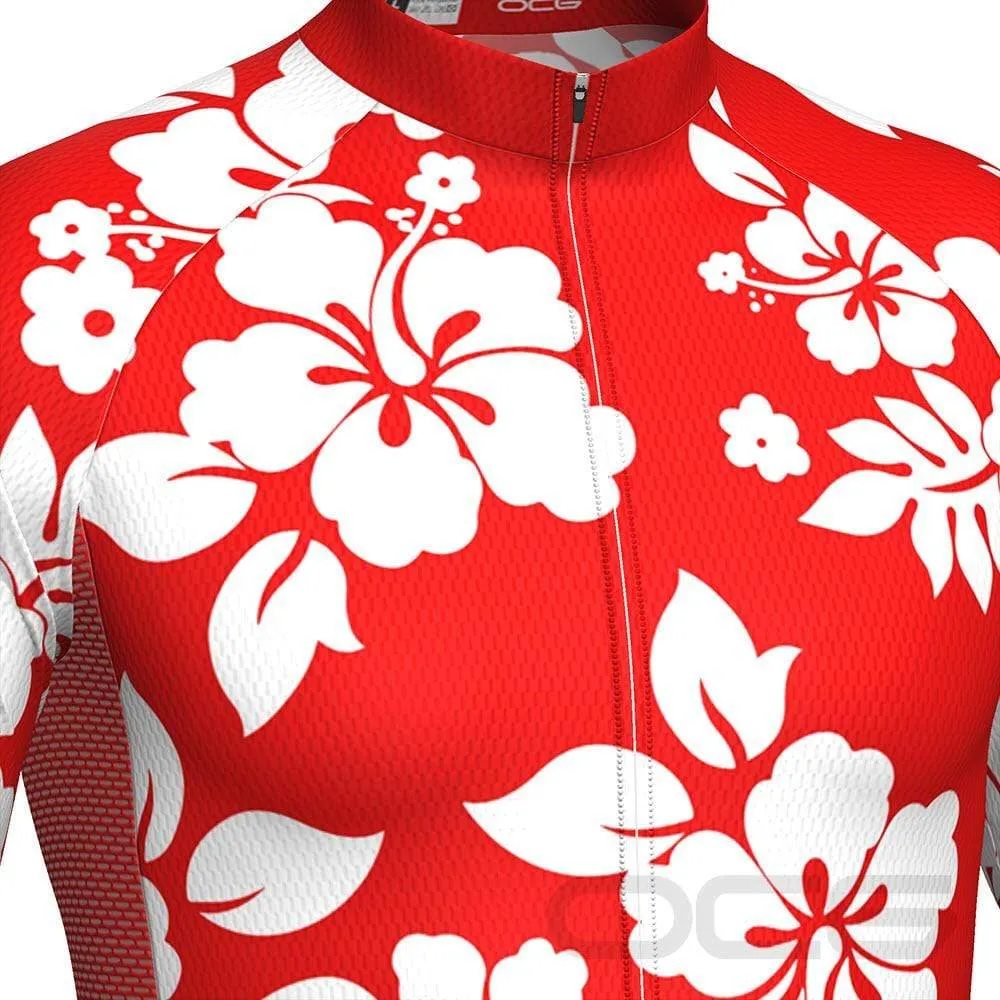 Men's Hawaiian Aloha Floral Long Sleeve Cycling Jersey