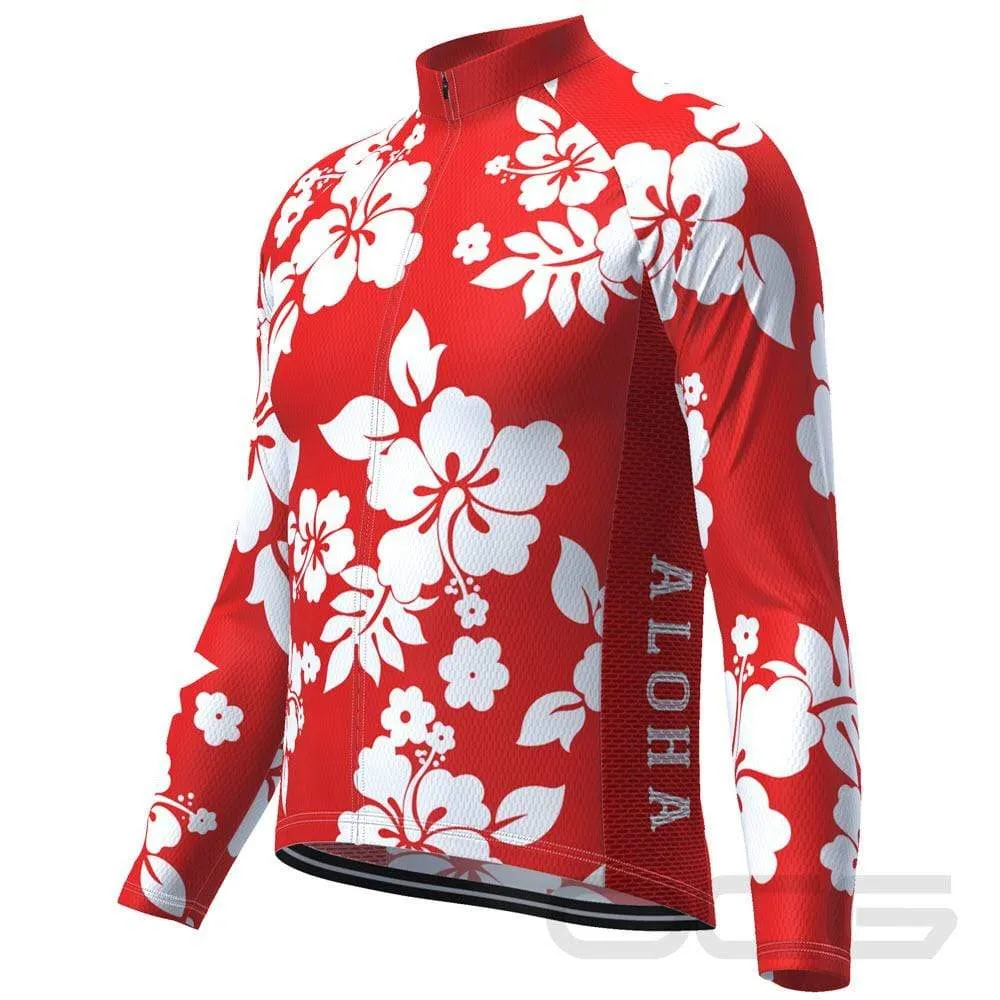 Men's Hawaiian Aloha Floral Long Sleeve Cycling Jersey