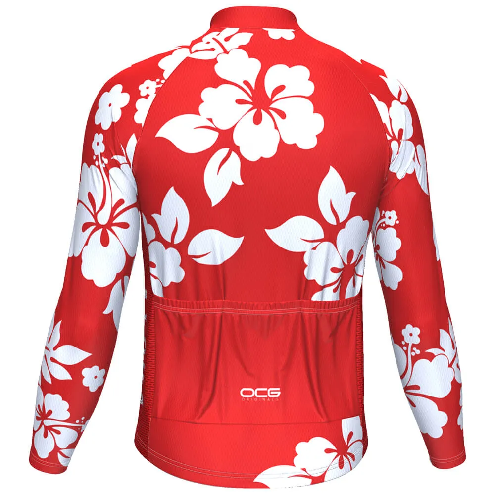 Men's Hawaiian Aloha Floral Long Sleeve Cycling Jersey