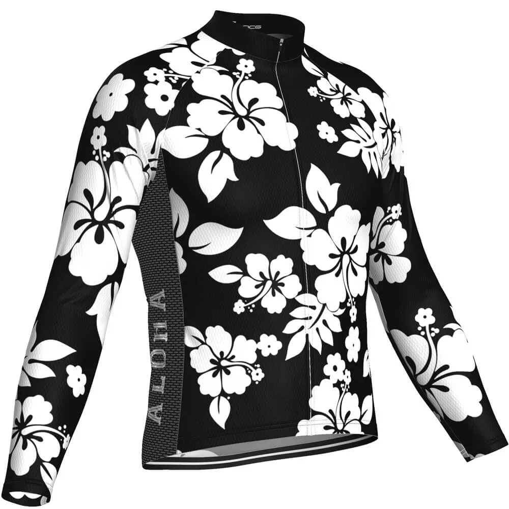 Men's Hawaiian Aloha Floral Long Sleeve Cycling Jersey