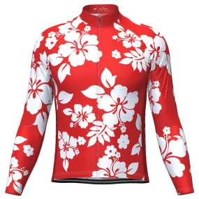 Men's Hawaiian Aloha Floral Long Sleeve Cycling Jersey