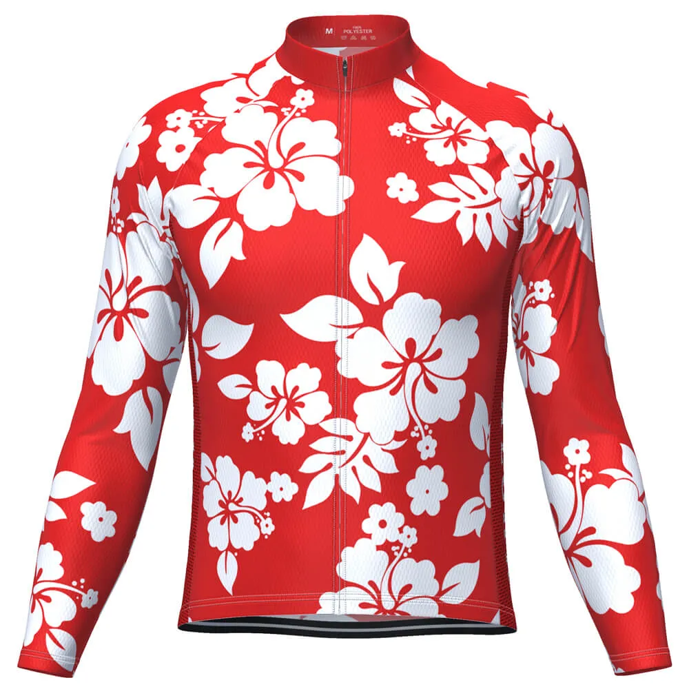 Men's Hawaiian Aloha Floral Long Sleeve Cycling Jersey