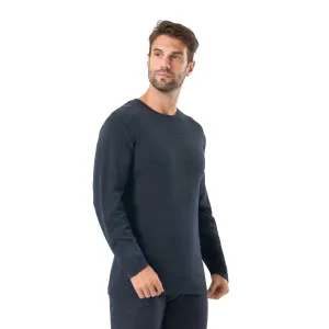 Men's Merino 250g Long Sleeve Crewe Thermal Top Black Grey Heather