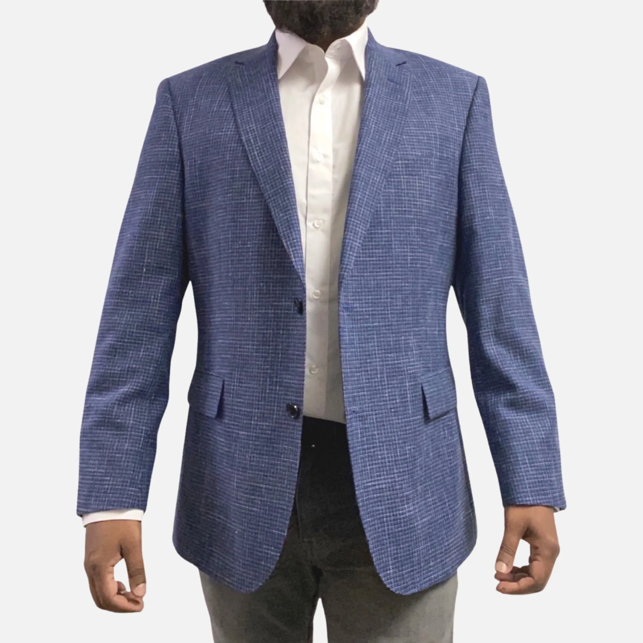 Mens Premium Wool and Cotton Blend Blazer - Modern fit, Single Breasted, Two Button, Notch Lapel