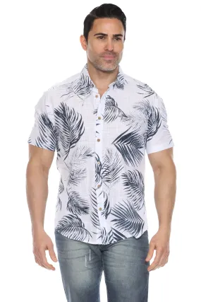 Men's Resort Style Casual Linen Blend Print Shirt