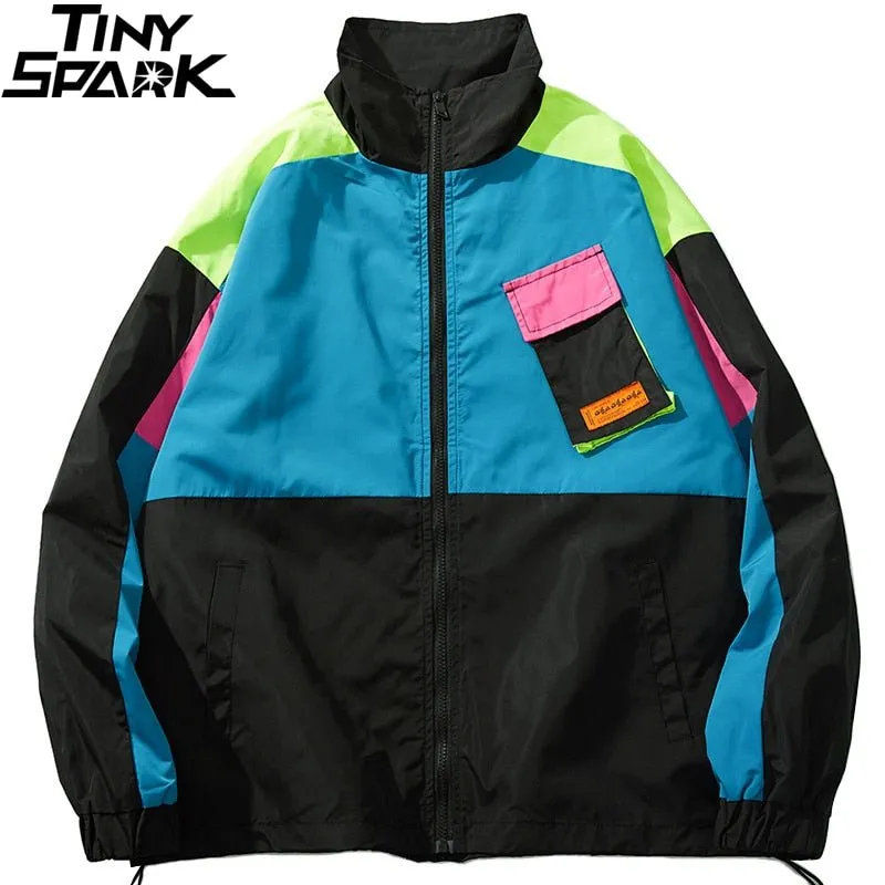 Men's Retro Color Block Patchwork Harajuku Jacket