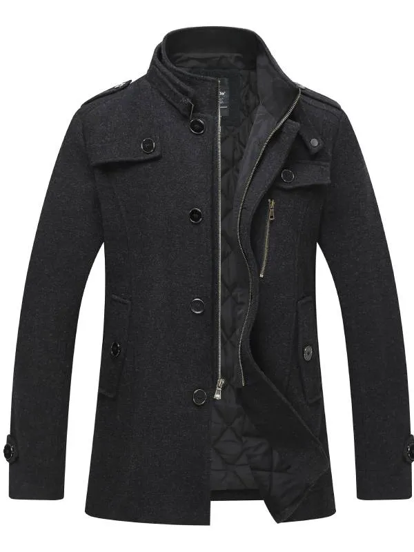 Men's Wool Blend Pea Coat Winter Jackets WD