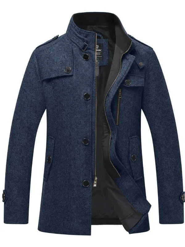 Men's Wool Blend Pea Coat Winter Jackets WD