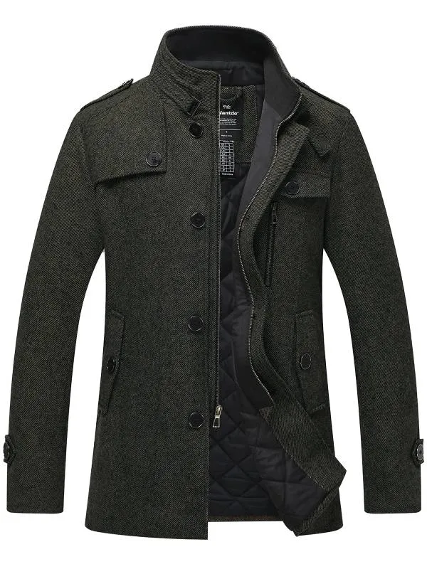 Men's Wool Blend Pea Coat Winter Jackets WD