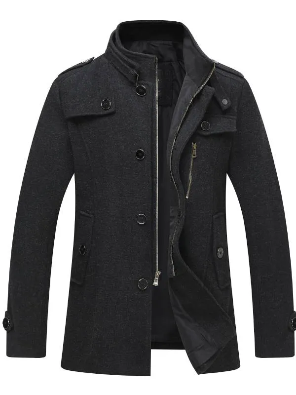 Men's Wool Blend Pea Coat Winter Jackets WD