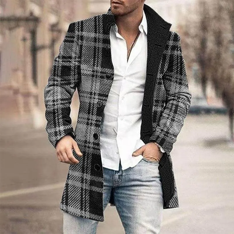 Men's Woolen Casual Mid-length Coat 47561769YM