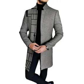 Men's Woolen Printed Mid-length Coat 49723227YM