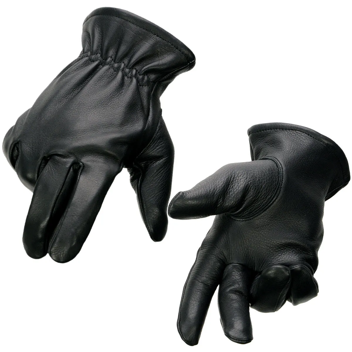 Milwaukee Leather SH858 Men's Black Thermal Lined Deerskin Motorcycle Hand Gloves W/ Sinch Wrist Closure