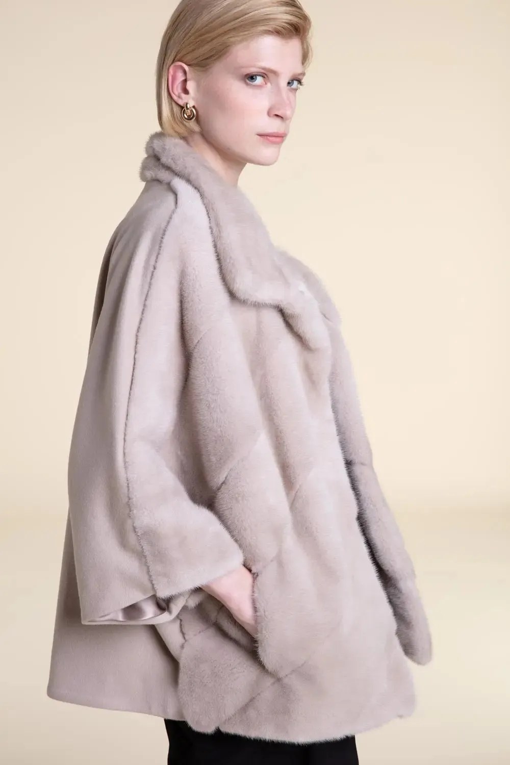 Mink trimmed cape