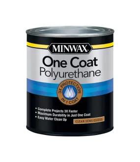 Minwax One Coat Transparent Semi-Gloss Crystal Clear Water-Based Polyurethane 1 qt