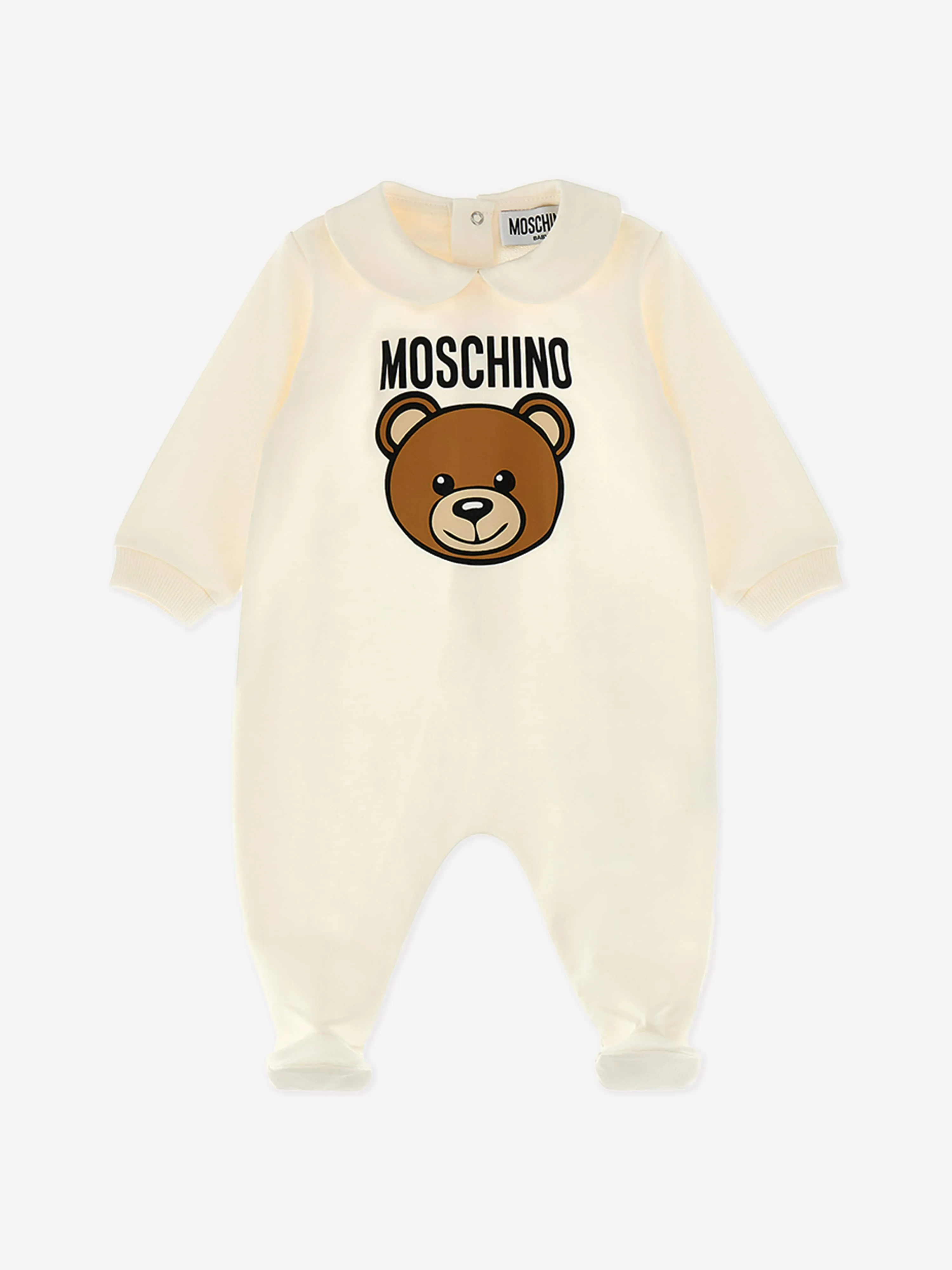 Moschino Baby Bear Logo Babygrow Gift Set in Ivory