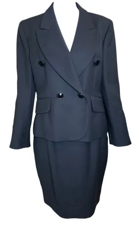 Moschino Couture F/W 1989/1990 Black Wool "TAILLEUR" Skirt Suit