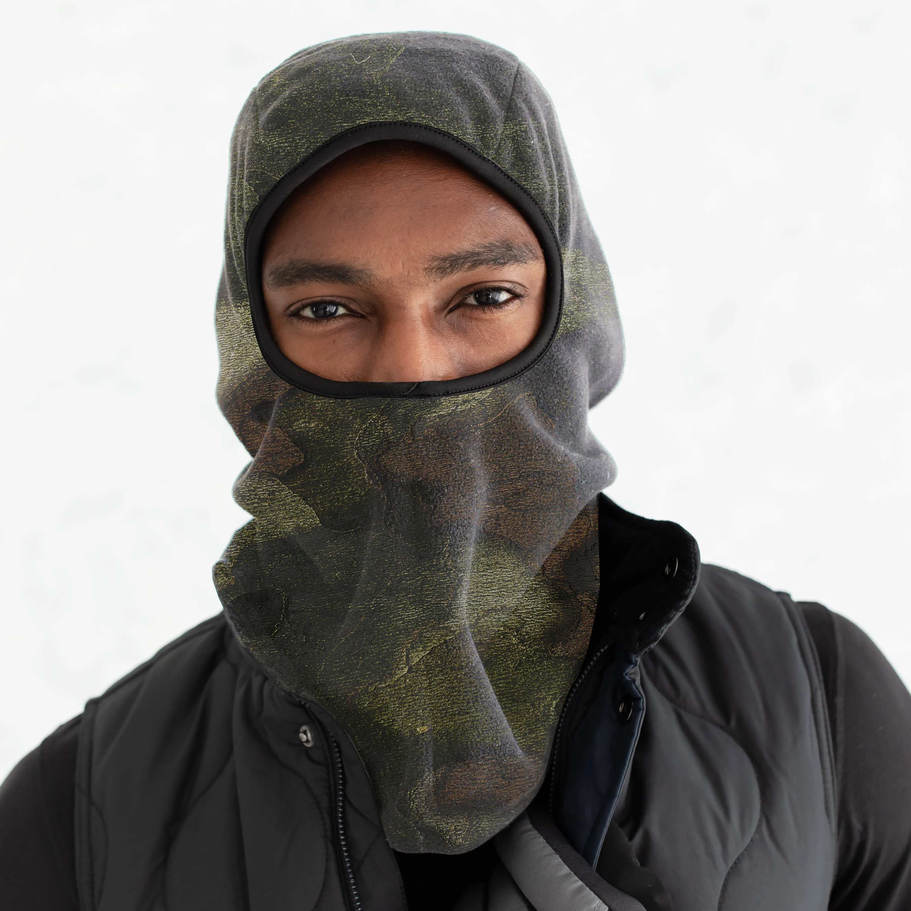 Moss Green Bark Camo Fleece Balaclava