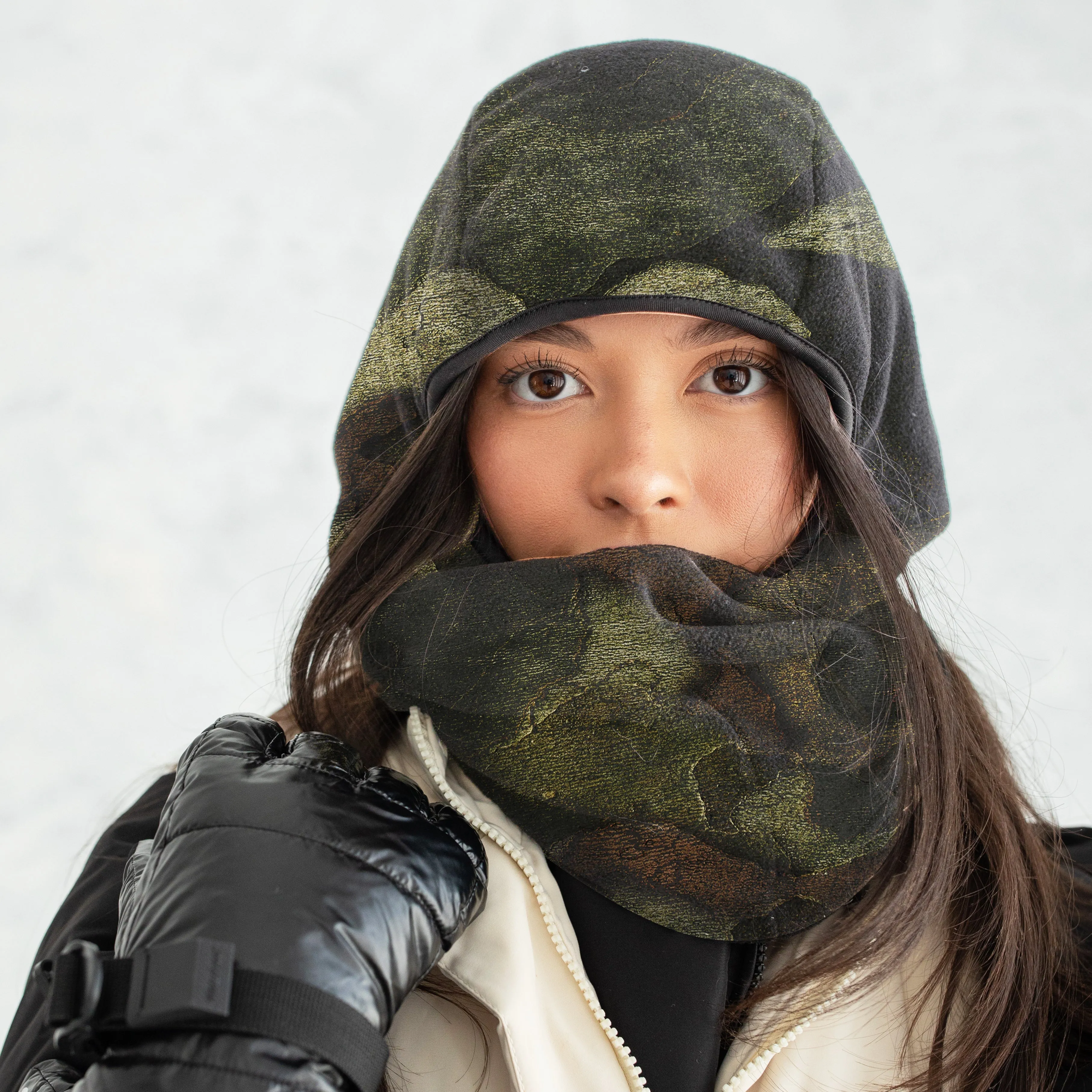 Moss Green Bark Camo Fleece Balaclava