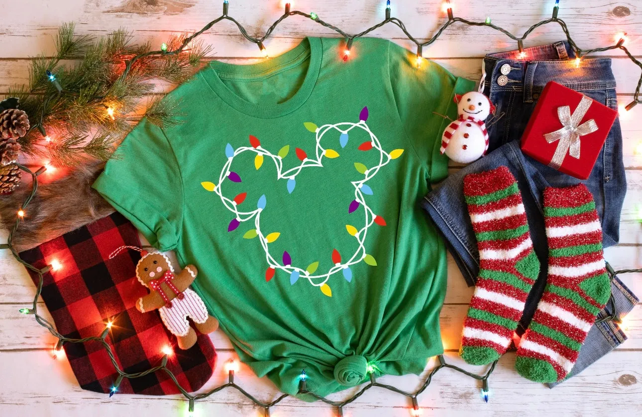 Mouse Christmas Lights Shirt for Adults and Kids