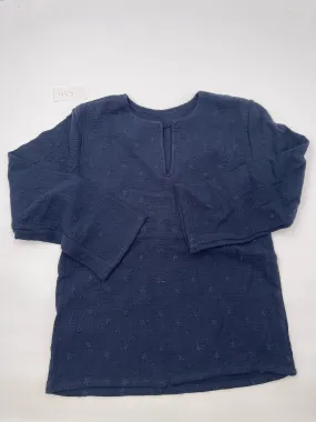 Musselin Langarm-Shirt Stick-Blümchen - navy, Gr. 3 (459)