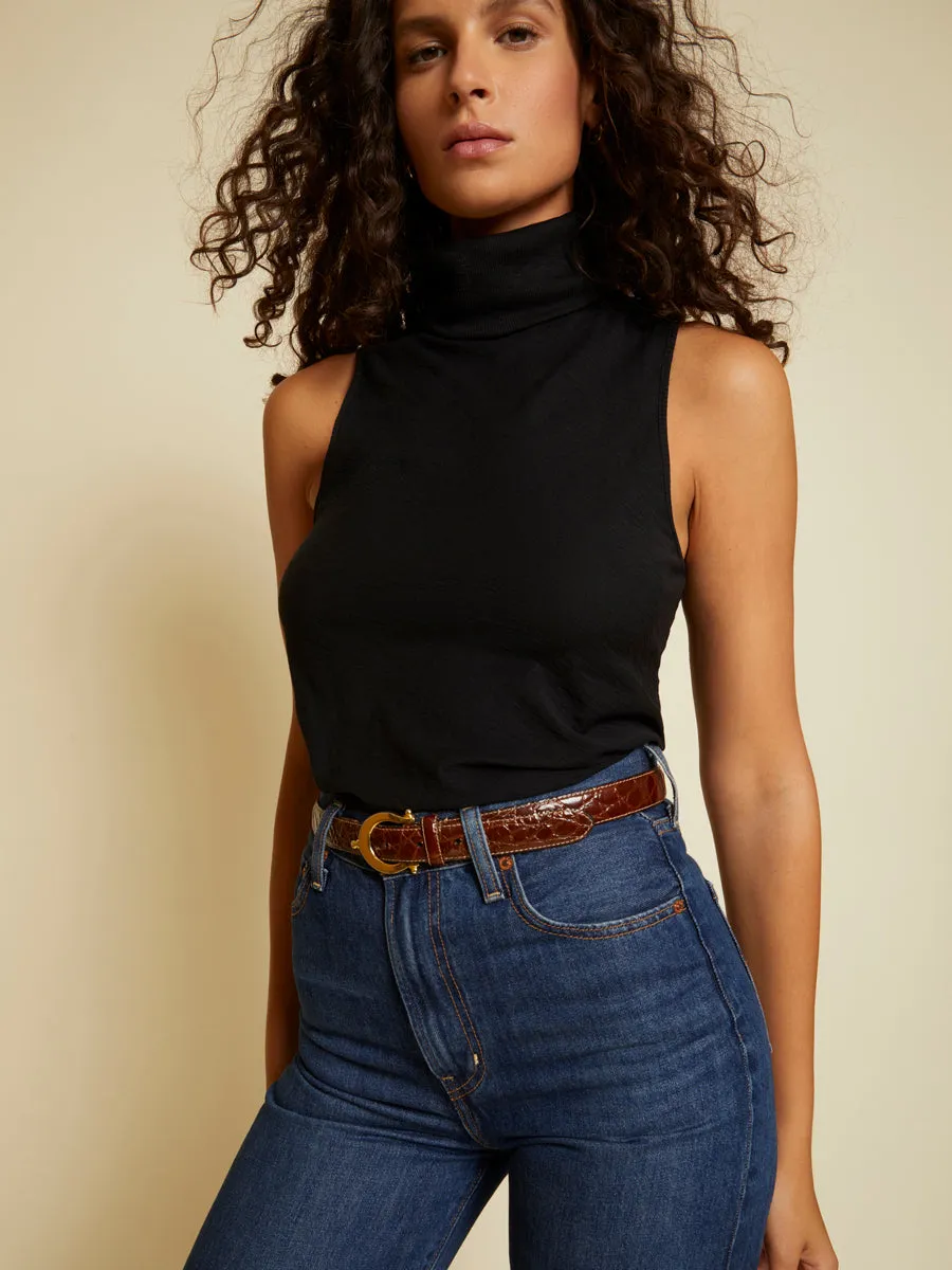 Nation LTD - Farrow 90s Turtleneck Tank in Jet Black