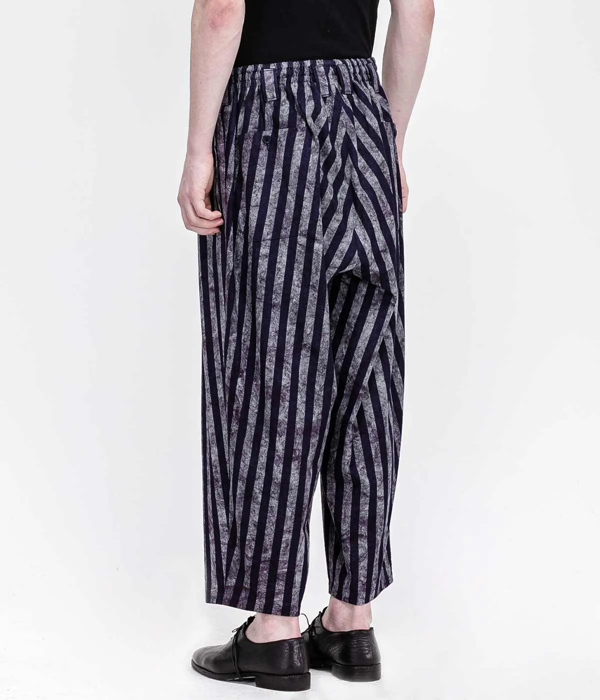 Navy Cropped Striped Culottes