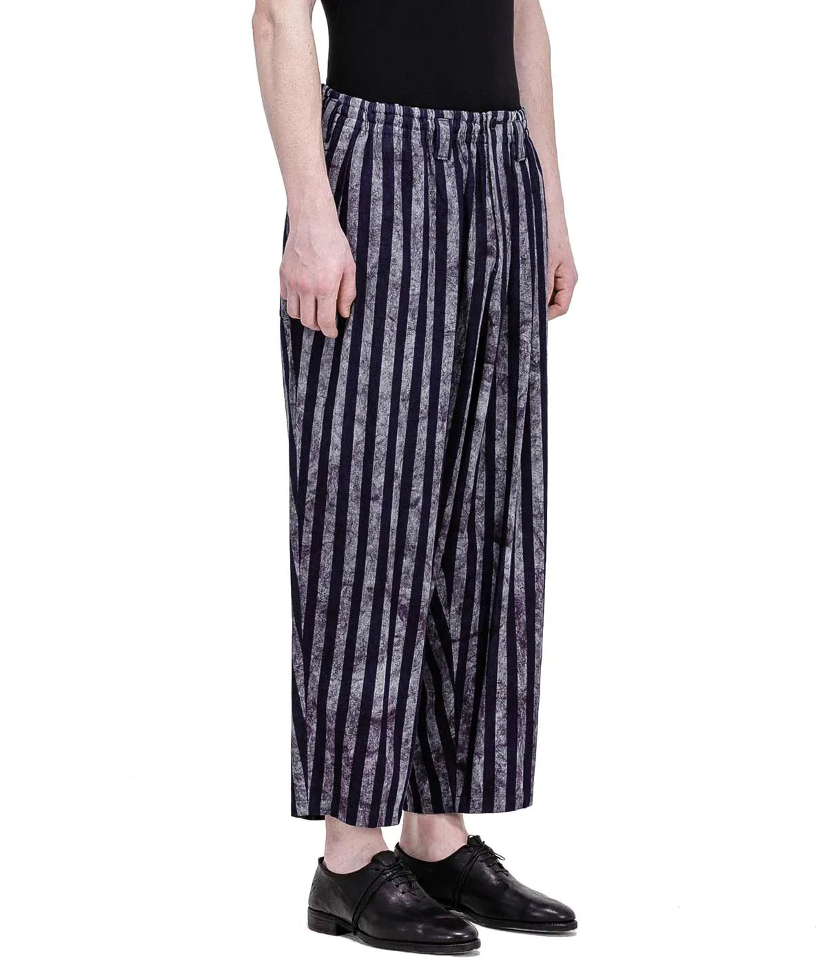 Navy Cropped Striped Culottes