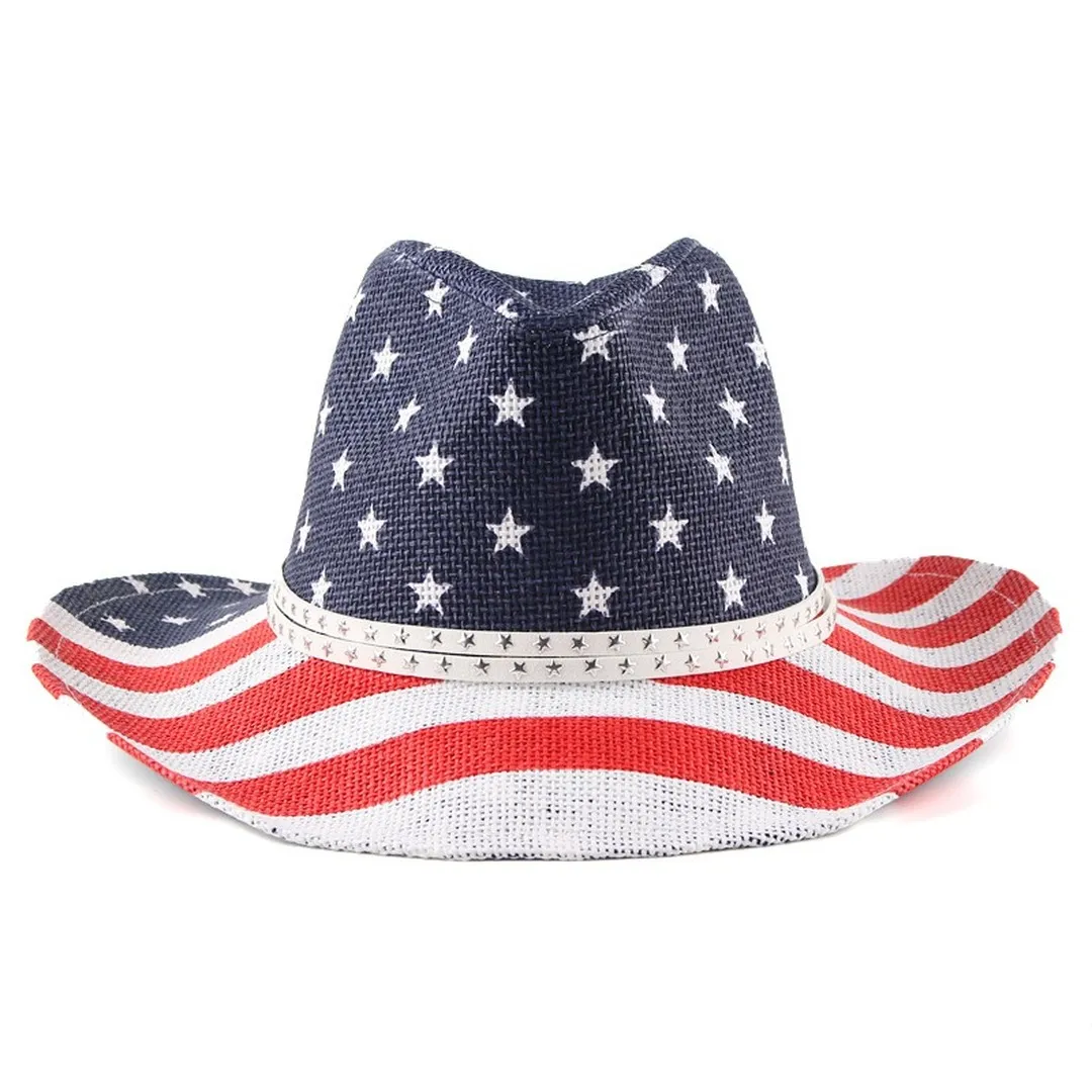 NEWBLOM Straw hat with flag print