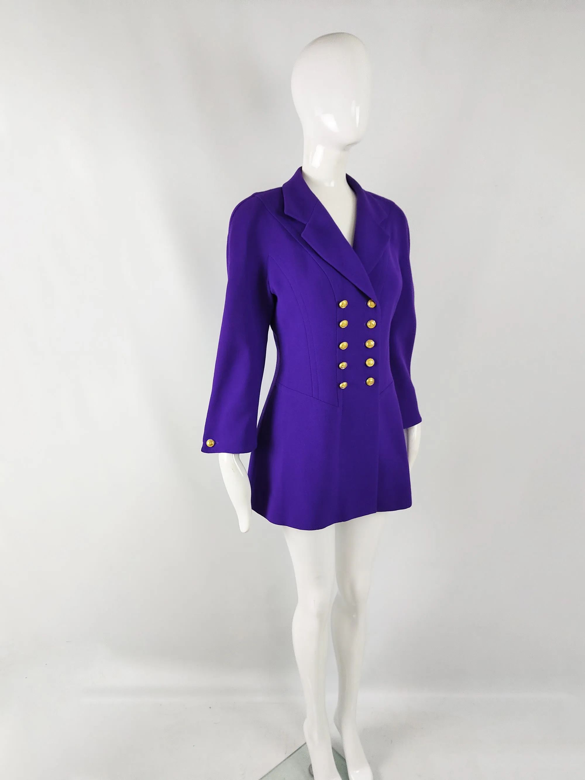 Nina Ricci Vintage Wool Crepe Double Breasted Coat, 1980s