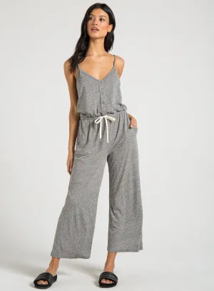 n:PHILANTHROPY - Selvedge Jumpsuit shown in heather grey comes in Moonlight