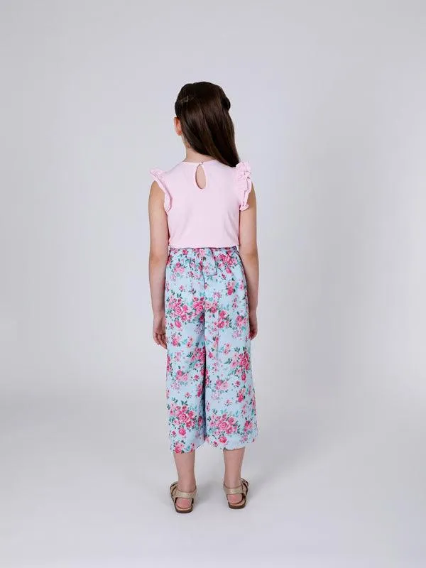 One Friday Blue Floral Printed Culotte