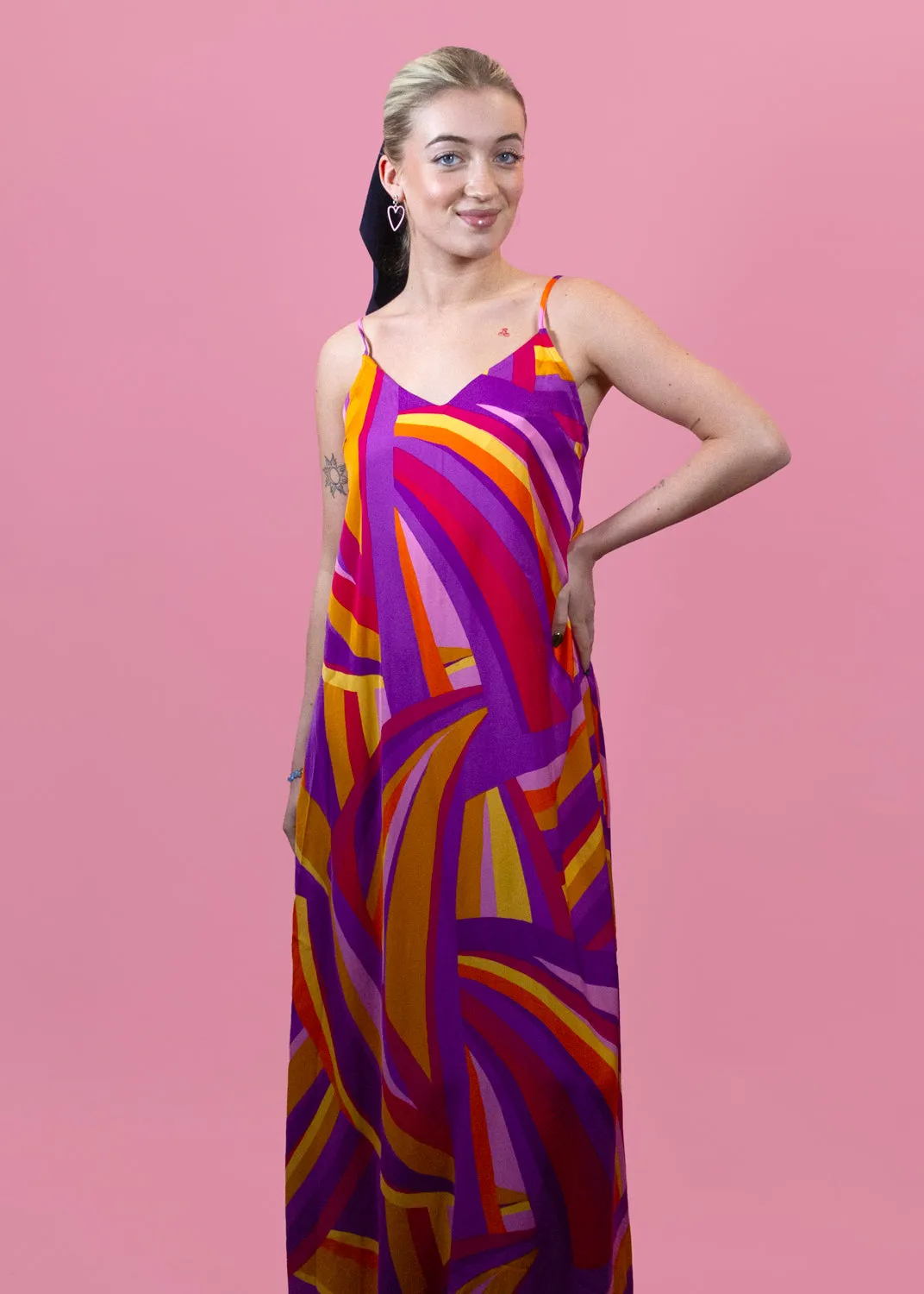 Only - Pink & Purple Bright Stripe Maxi Dress