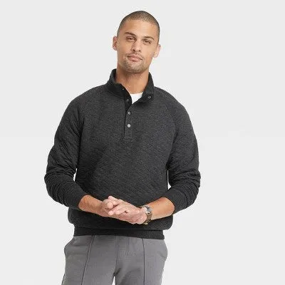 Open Box - Goodfellow & Co Men's Pullover Sweatshirts Diamond Quilted Pattern Snap Placket