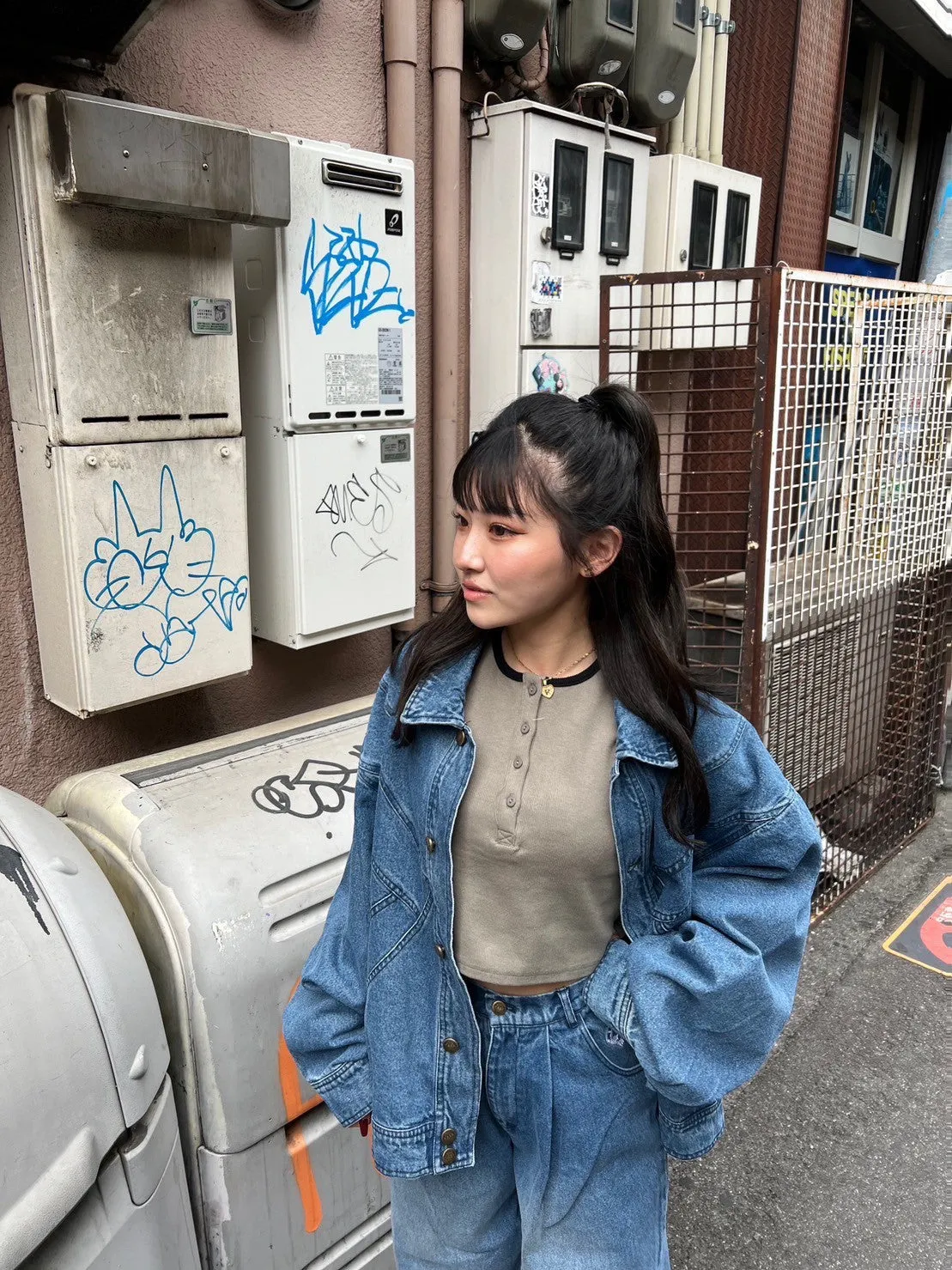 over denim jacket