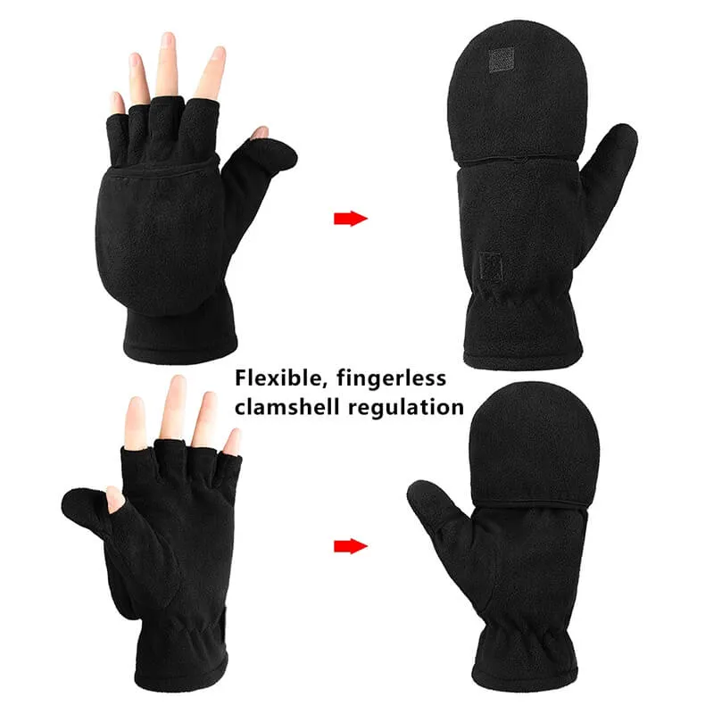 OZERO Fleece Fingerless Winter Gloves | 3M Thinsulate Thermal Convertible Mittens