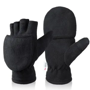 OZERO Fleece Fingerless Winter Gloves | 3M Thinsulate Thermal Convertible Mittens