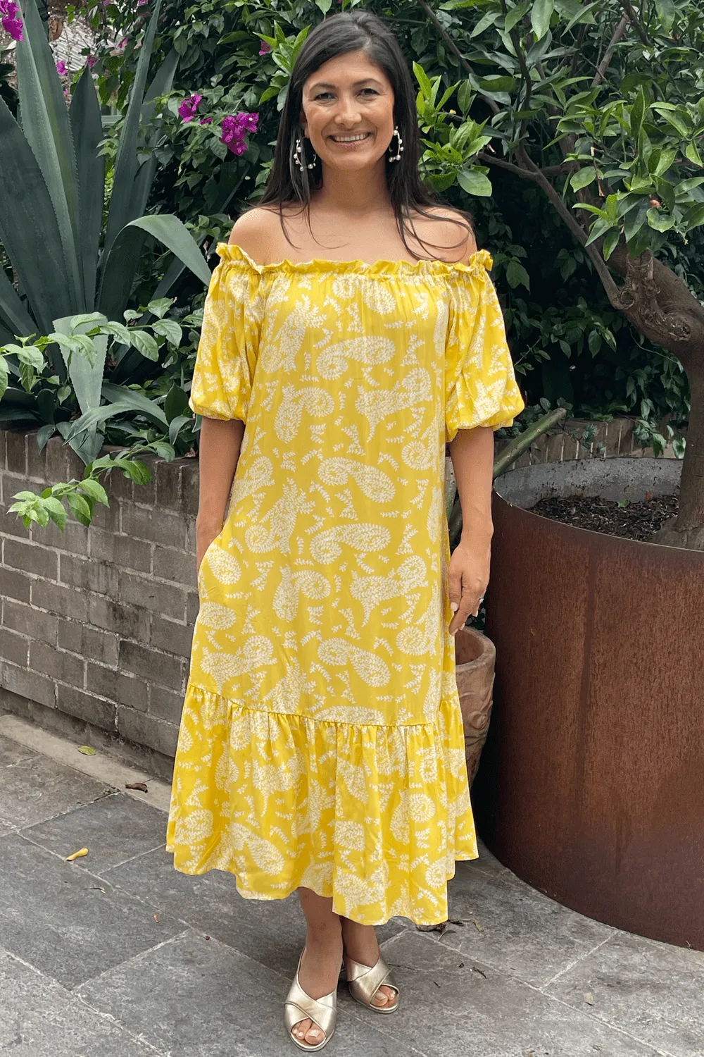 Paisley Dress in Lemon