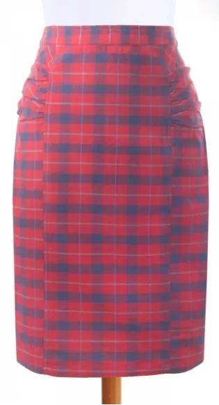 Panelled Pencil Skirt Red