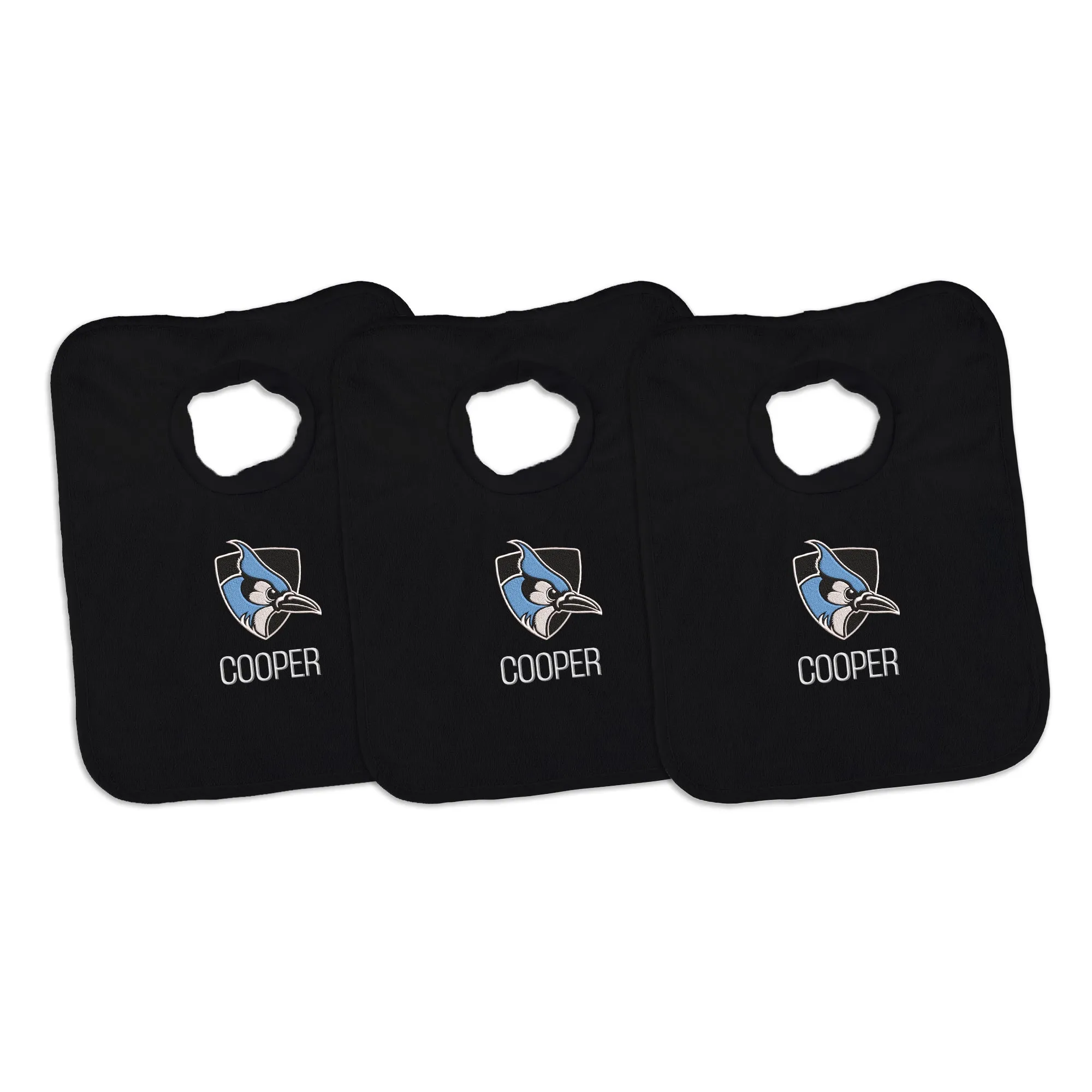 Personalized Johns Hopkins Blue Jays 3-Pack Bibs