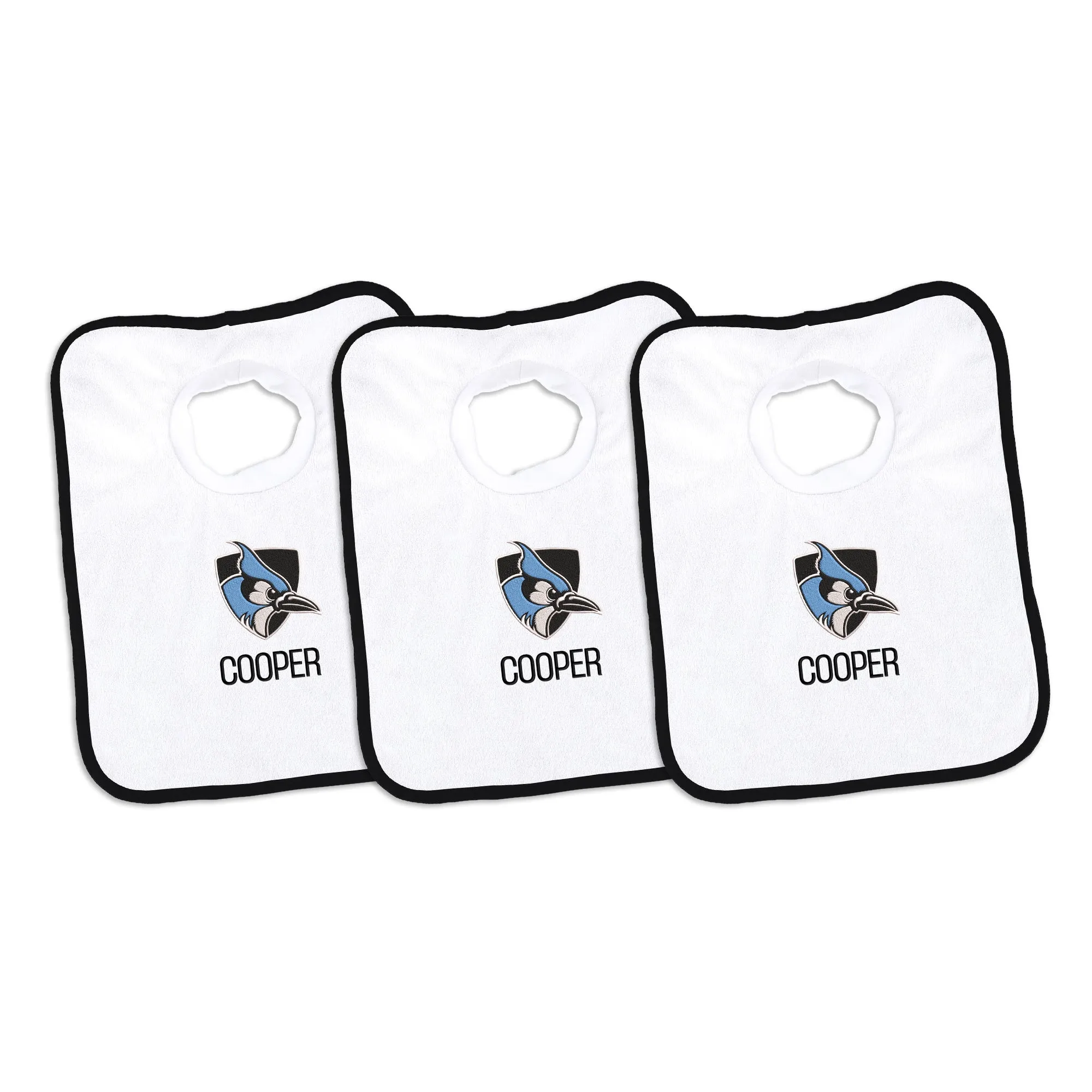 Personalized Johns Hopkins Blue Jays 3-Pack Bibs